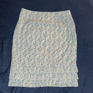 Guess Blue and Cream Lace Pencil Skirt